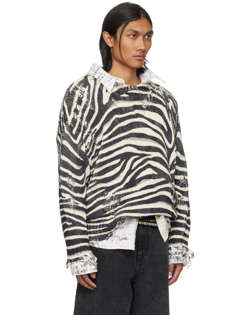 R13 Black & White Zebra Sweater for men