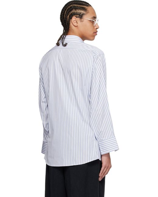 メンズ Maison Margiela ホワイト＆ブルー ストライプ コットン シャツ White