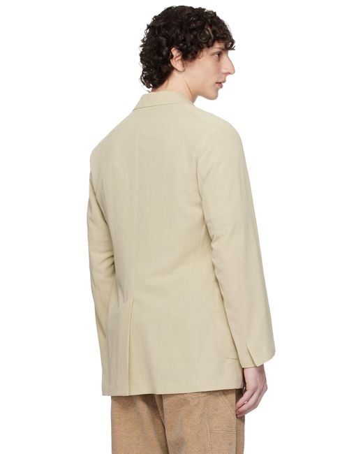 AURALEE Khaki Light Cotton Wool Viyella Blazer in Natural for Men