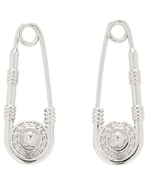 Versace White Safety Pin Earrings