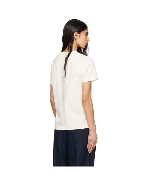 Moncler White Off- Embroidered Tonal Logo Cotton T-Shirt
