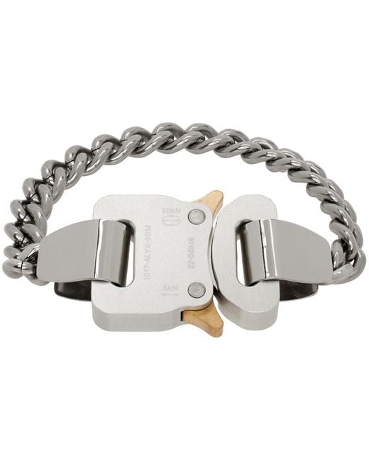 1017 ALYX 9SM Metallic Silver Metal Buckle Bracelet for men