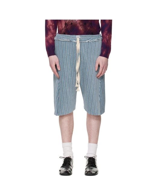 Edward Cuming Blue Twisted Track Shorts for men