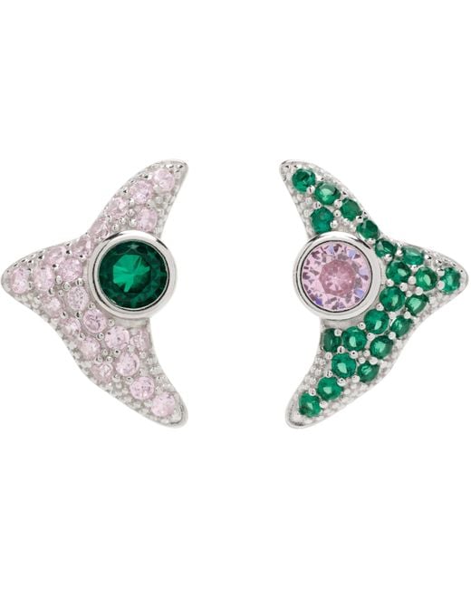 Collina Strada Green Trigon Stud Earrings
