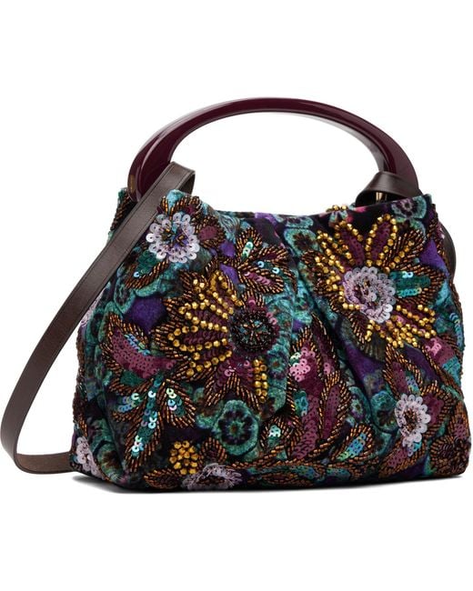 Dries Van Noten Blue Small Embellished Bag