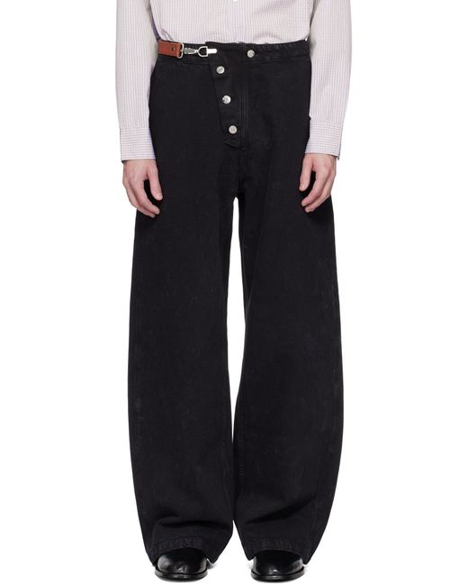 Hope Black Loose Fireman Denim Trousers for men