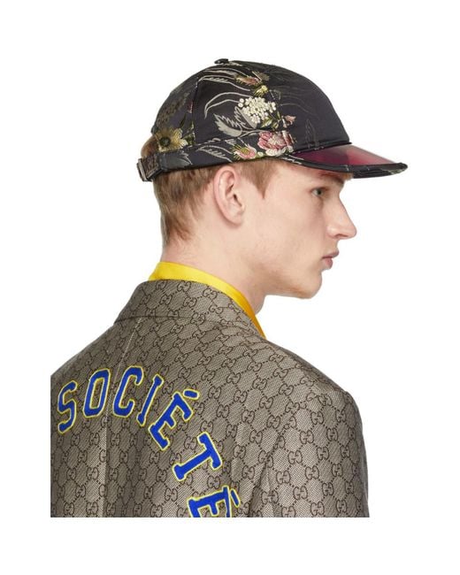 Gucci Silk Black Floral Sun Visor Hat for Men Lyst