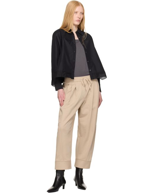 3.1 Phillip Lim Black Curved Wide Leg Crop Sweatpants