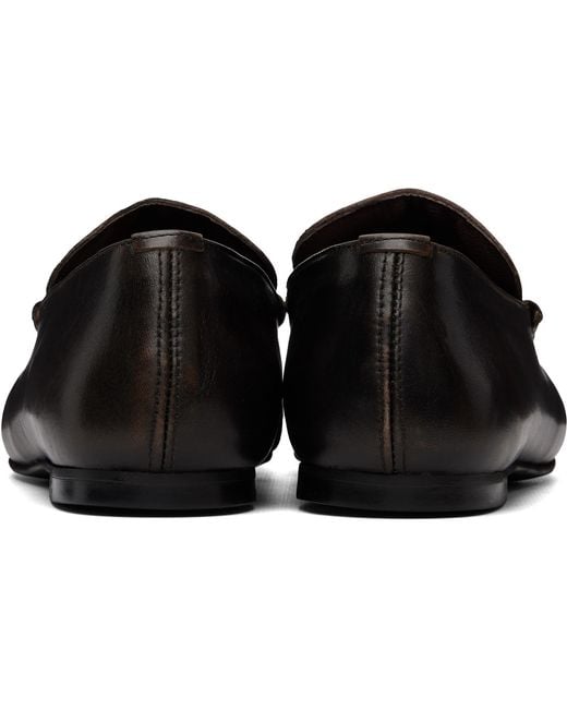 Alohas Black Aven Vintage Effect Leather Loafers