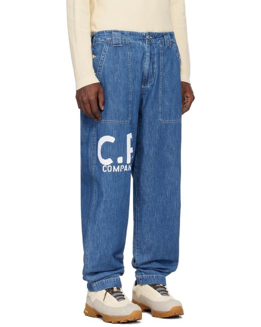 C P Company Blue Loose Jeans for men