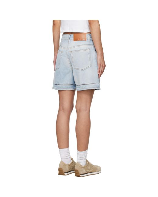 MSGM Blue Perforated Light Washed Denim Shorts