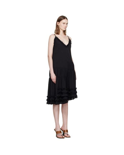Dries Van Noten Black Ruffled Midi Dress