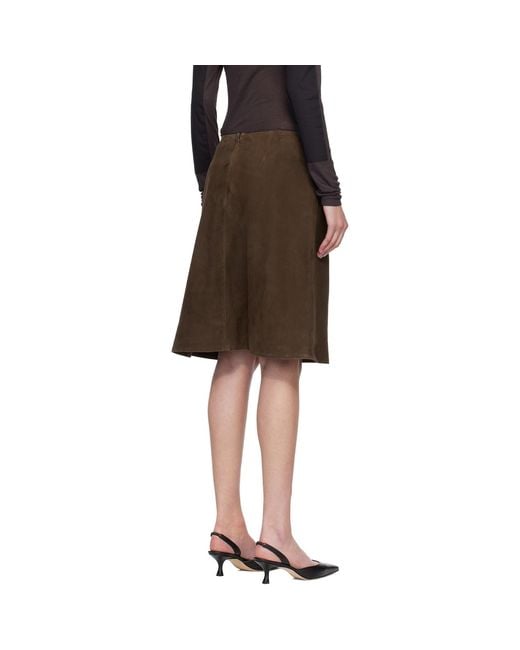 Totême  Black A-line Suede Midi Skirt