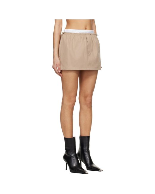 Alexander Wang Black Taupe Logo Elastic Mid-Rise Miniskirt