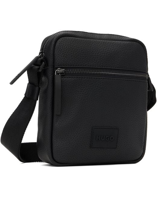 HUGO Black Logo Patch Bag for men