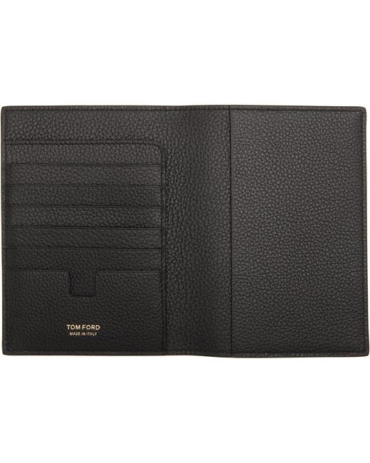 Tom Ford Black Soft Grain Leather T Line Passport Holder for men