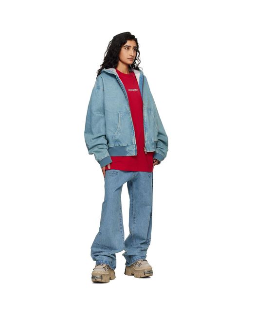 Vetements Blue Hooded Workwear Denim Jacket
