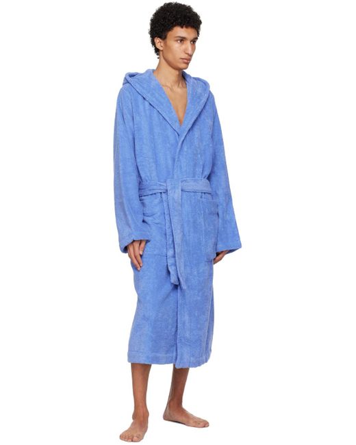 Tekla Blue Hooded Bathrobe for men