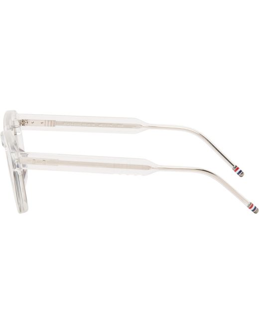 Thom Browne Black Transparent Acetate Rectangular Sunglasses for men