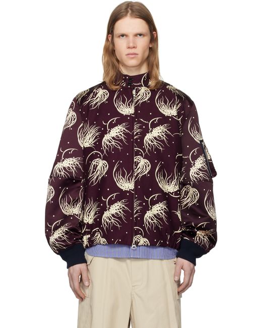 Blouson Aviateur Bourgogne À Motifs Fleuri Et À Pois Sacai pour homme en coloris Multicolor
