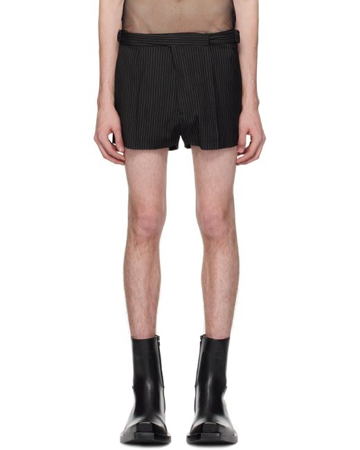 Egonlab Black Double Buckle Shorts for men