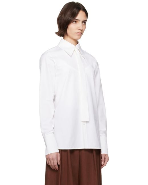 Jil Sander ホワイト コットン ポプリン ネクタイ シャツ White