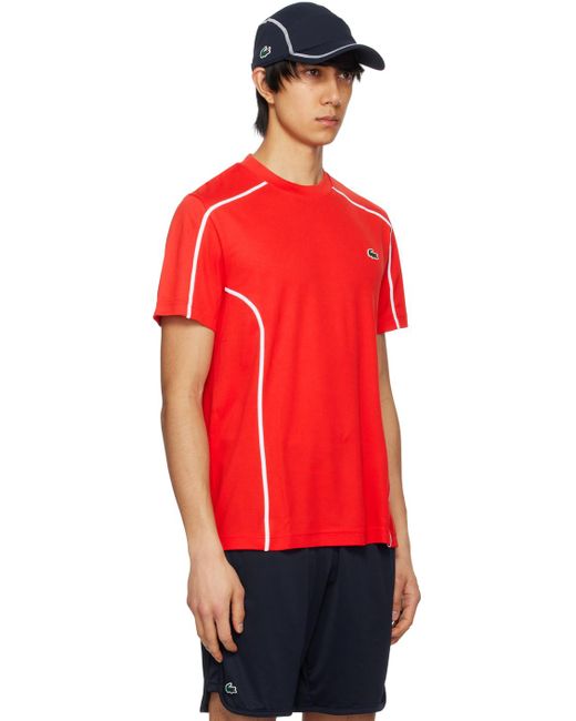 T-shirt rouge à technologie ultra-dry Lacoste pour homme en coloris Red