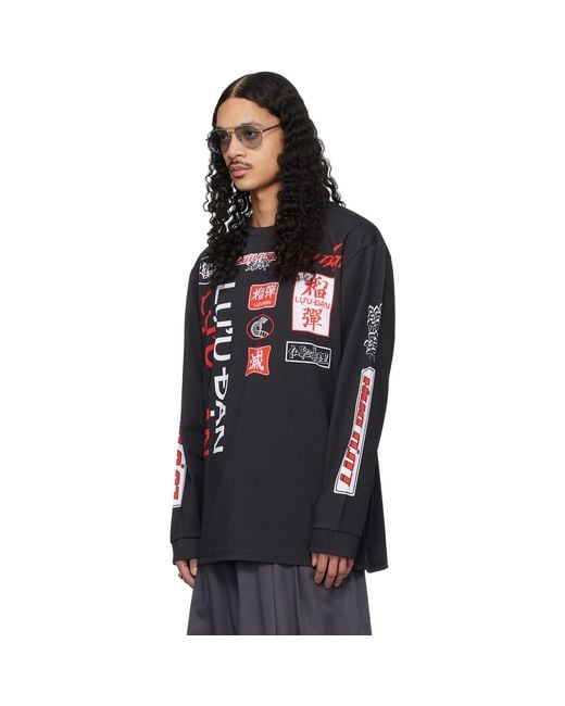 Lu'u Dan Black Oversized Long Sleeve T-Shirt for men