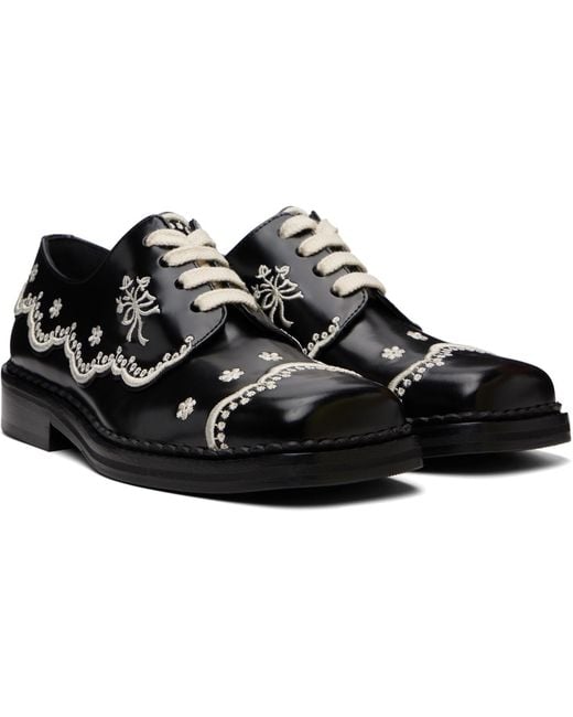 Simone Rocha Black Floral Lace Brogue Derbys for men