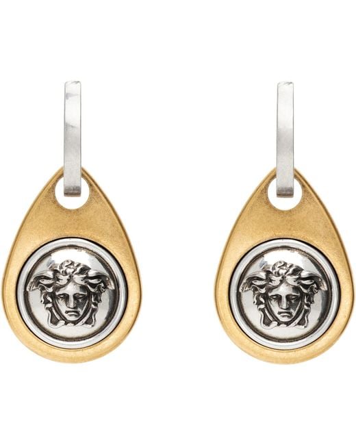 Versace Metallic Medusa Earrings for men