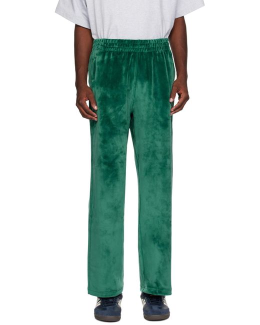 Adidas Originals Green Ruched Velvet Track Pants for men