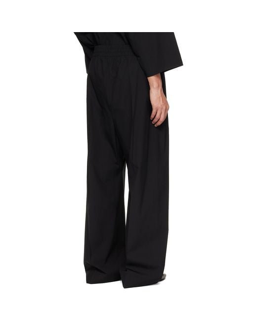 Fear Of God Black Cotton Wool Oxford Wide Leg Drawstring Trousers for men