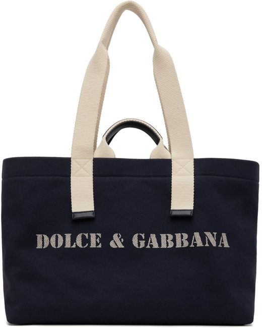 Dolce & Gabbana Blue Printed Drill Holdall Tote for men