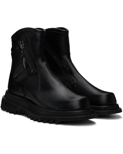 Julius Black Double-sole Engineer Boots for men