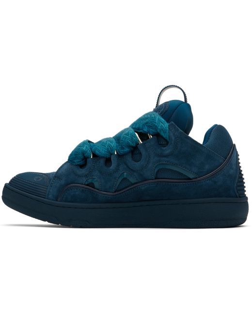 メンズ Lanvin ブルー Curb レザースニーカー Blue