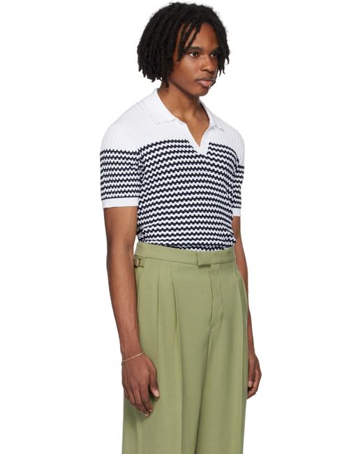 メンズ Orlebar Brown Orlebar ホワイト&ネイビー Canet ニットポロシャツ Multicolor