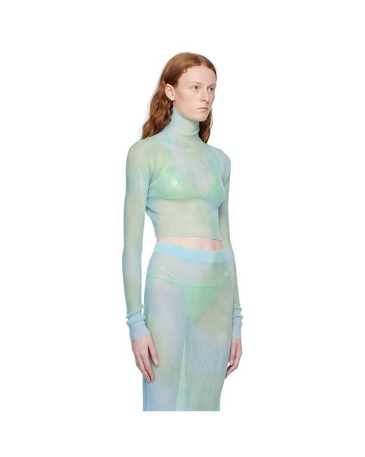 Off-White c/o Virgil Abloh Green Blue Tie-dye Turtleneck