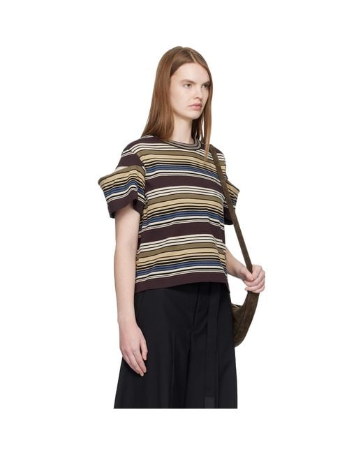 Sacai Black Horizontal Stripe T-Shirt