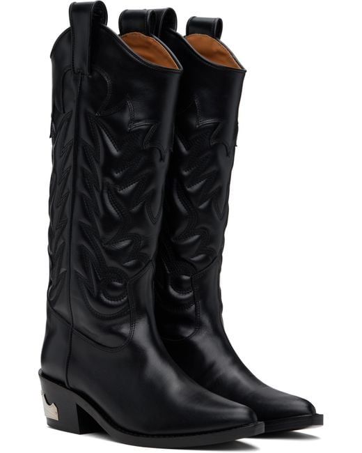 Toga Black Leather Tall Boots