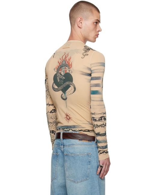 Jean Paul Gaultier Multicolor Beige Knwls Edition Long Sleeve T-shirt for men