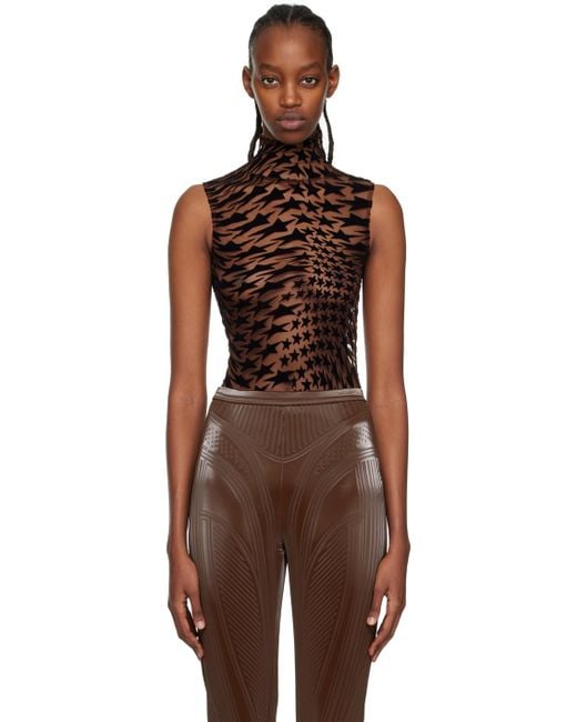 Mugler Multicolor Brown Star Bodysuit