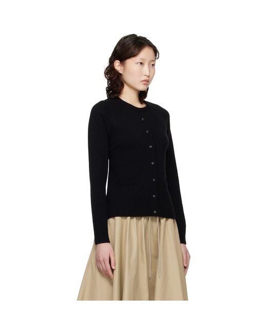 Cordera Black Merino Wool Open-Back Cardigan
