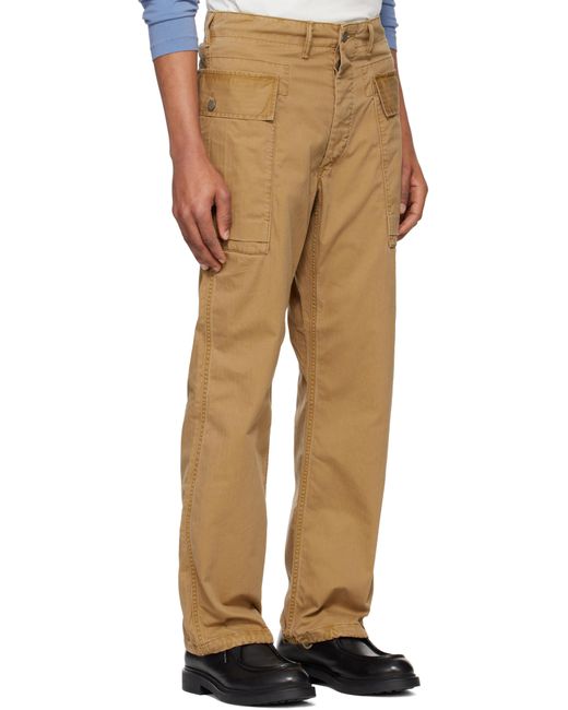 メンズ RRL カーキ ヘリンボーン ツイル カーゴパンツ Natural