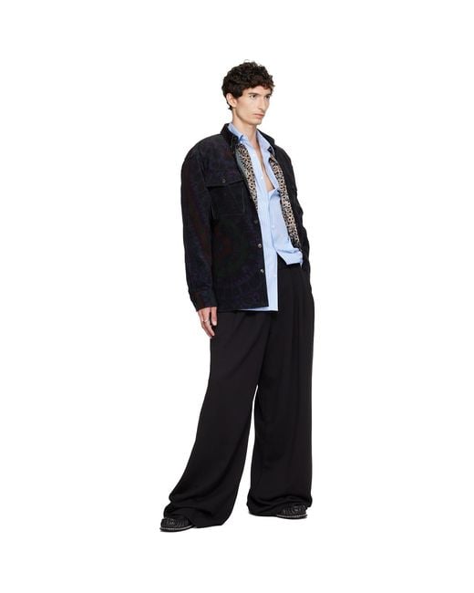 Dries Van Noten Black Cotton Corduroy Shirt for men