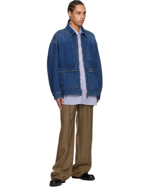 Blouson Bleu En Denim À Glissière Wooyoungmi pour homme en coloris Blue