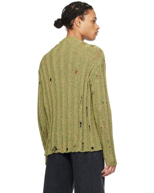 Hope Green Distressed Sweater for men