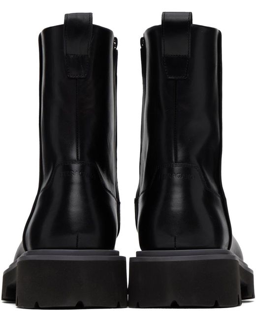 Ferragamo Black Leather Chelsea Boots for men