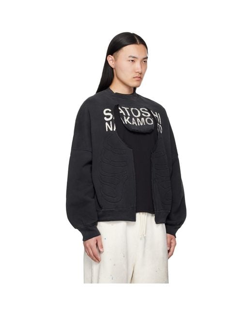 Satoshi Nakamoto Black Bone Crewneck Sweatshirt for men