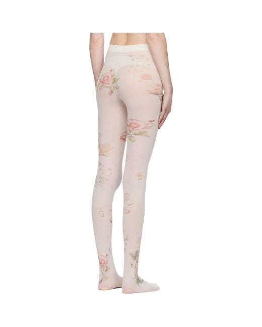OPEN YY White Off- Floral Tights