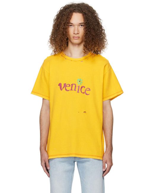 ERL Yellow 'venice' T-shirt for men